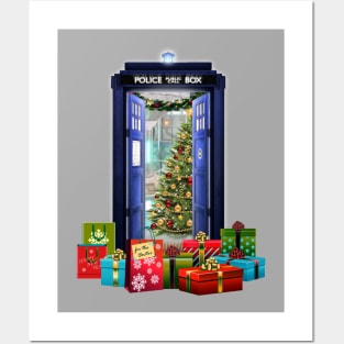 Tardis at Christmas Posters and Art